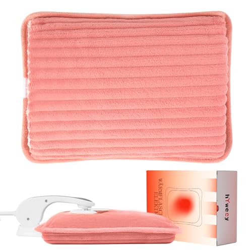 Wärmflasche Elektrisch,Tragbare Elektrische Wärmflasche Mit Weichem Bezug,Wohltuende Wärme an Rücken,Bauch, Nacken (Rosa)