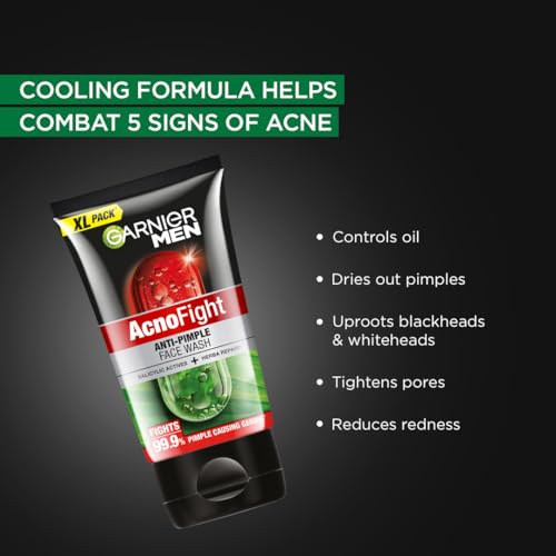 Image of Garnier Men, Anti-Pimple Face Wash, Repairs Skin & Balances Oils, AcnoFight, 155 g