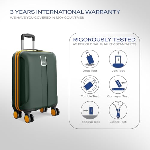 Image of Safari Cabin Polycarbonate Spinner Thorium Neo 8 Wheels 55Cm Size Trolley Bag, Hard Case, 360º Wheeling Carry-On Luggage for Men & Women, Travel Bag, Suitcase for Travel, Dusk Green