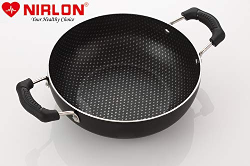 Image of Nirlon Polka-Dot Non Induction Base Non Stick Aluminium 2 Piece Pots and Pan Set [Flat Dosa Tawa 26cm + Deep Kadhai 22cm - 1.8 Liter]