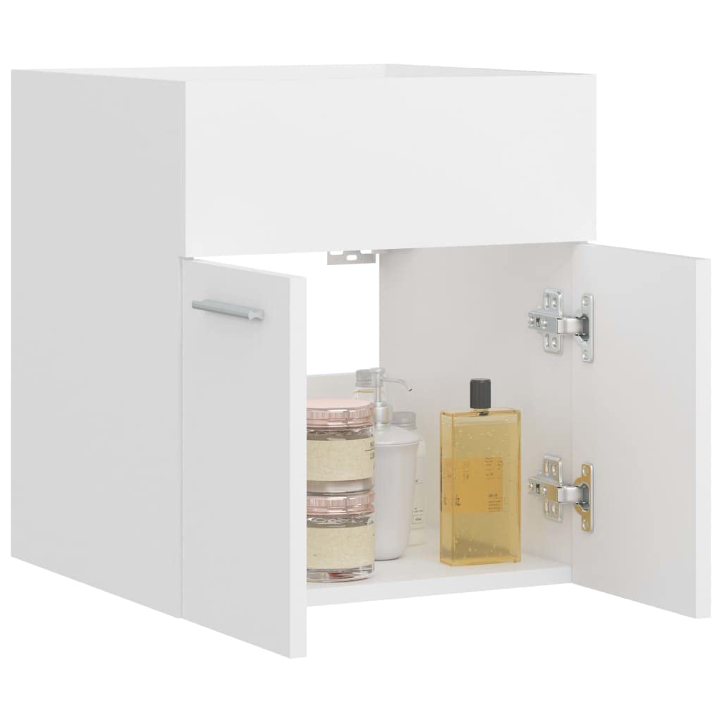 Mobile sottolavabo in legno bianco, 41 x 38,5 x 46 cm, con 1 scomparto, 2 ante, per mobili da bagno, set di mobili da bagno, per lavandino e montaggio a parete