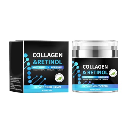 Crema Hidratante para Hombre, Antiedad Crema Facial Hombre, Con Colágeno y Retinol, Nutre en Profundidad la Piel del Rostro, Hidratándola y Revitalizándola, Antiarrugas y Reafirmante