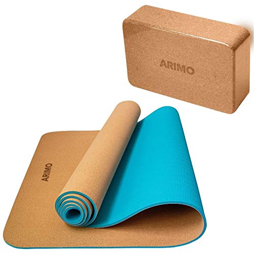 Tapete de Yoga Cortiça e TPE + Bloco de Cortiça Arimo
