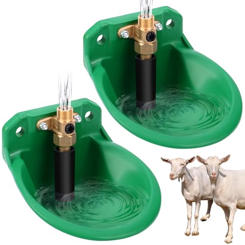 Svauoumu - Lot de 2 abreuvoirs automatiques pour moutons, mangeoires de bétail avec trous de drainage, alimentation automatique en eau pour chevaux, bovins, moutons, porcs et chiens, vertes