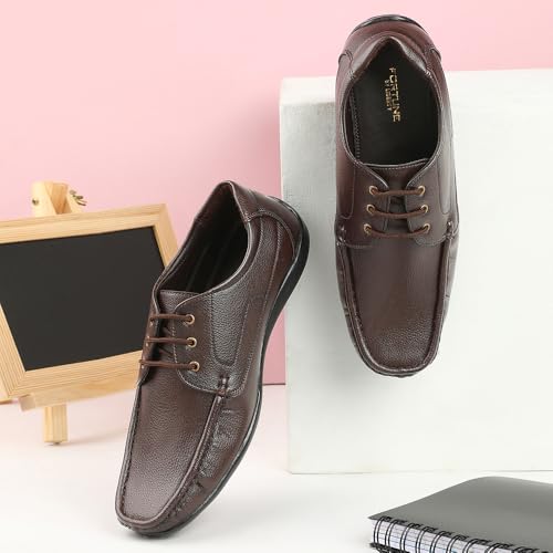 Image of Liberty Fortune HML-6E Men's Formal Derby Shoes - Black, Brown - Synthetic Leather Lace-Up with Cushioned Footbed - Stylish Office Footwear - Comfortable and Lightweight