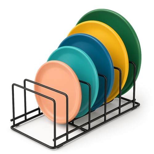 Image of Pan & Pot Lid Organizer Rack - Multifunctional Cookware for Cabinet, Pantry Chopping Board Holder, Space-Saving Kitchen Organizer, Black(17 inch L x 7 inch W x 6 inch H) (GEO-RACK)