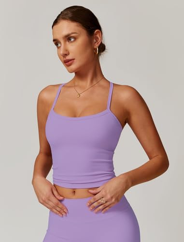 Image of QBGJTD Womens Longline Sports Bras Cross Back Active Gym Yoga Padded Workout Crop Tank Top with Built in Bra