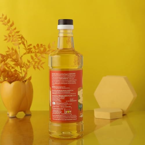 Image of Organic India Sunflower Oil, 1000ml | Lab Tested on 250+ Parameters | Certified Organic| Cold Pressed Oil with Natural Flavours and Aroma | Extracted from Organically Grown Sunflower Seeds (Pack of 3)