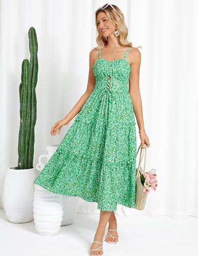Image of GRACE KARIN 2026 Women's Spaghetti Vacation Sundress Summer Beach Flowy Boho Floral Maxi Dresses with Pockets