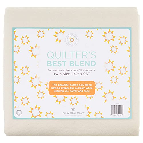 Quilt Batting Twin Size 72 x 96 | 80/60 Warm Cotton Poly Filling with Quilt Pattern Included | Medium Weight Batting Roll White NOT5390 Twin Batting