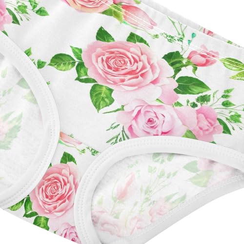 Spring Floral Pink Roses Toddler Underwear Floral 2t Cotton Panties Little Girl Personalized Underpants Briefs4
