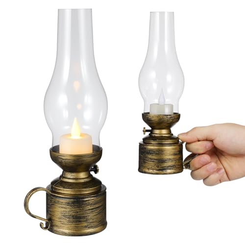2 lámparas LED retro de queroseno vintage Toyvian faroles decorativos interiores