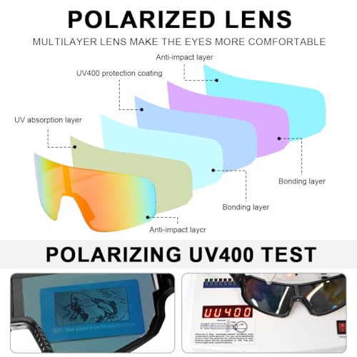 Image of PROBEROS Cycling Sunglasses for Men Stylish, UV400 Tinted Polarized Sunglasses Fashion Sport Set, Unique Frame Design, Outdoor Anti-Glare for Cycling, Driving, Hiking