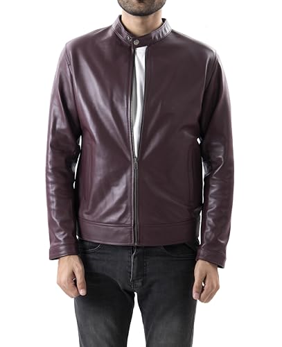 Image of Jild Classical Single Piece Lambskin Leather Jacket Men - Everyday Wear Snap Tab Collar Men's Motorcycle Leather Jacket