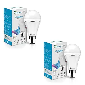 SYSKA EMB-9W B22 6500K Cool Day Light Inverter Rechargeable Emergency Led Bulb Pack of 2