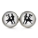SCHMUCKZUCKER Damen Ohrstecker Tanzpaar Modeschmuck Ohrringe silber-farben schwarz weiss 14mm
