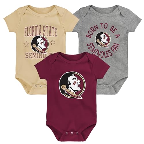 Image of Outerstuff NCAA Teams Newborn Baby and Infant Born to Be Short Sleeve Bodysuit Variety 3-Pack (0-18m)