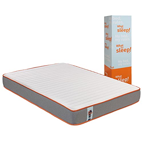What The Sleep I Colchón sostenible Premium HR viscoelástico, 22cm I Modelo Rap I 90x190 I Gris I Firmeza, Confort y transpirabilidad Alta I 2 Zonas Independientes I Protección higiénica Cover