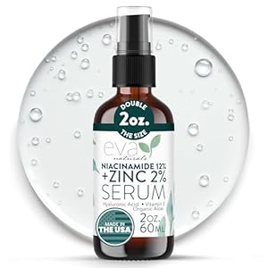 Niacinamide 12% Serum for Face w/Zinc & Hyaluronic Acid – Vitamin B3 & E Pore Minimizer for Dark Spot Corrector, Even Skin Tone, Oil Control, Brightening & Hydrating for Women, 2 Fl Oz