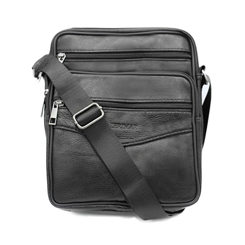 Zerimar bolso bandolera de cuero para hombre con medidas de 25x19x8 cm