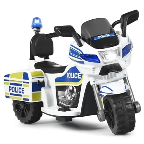 6V 3-Wheel Kids Police Ride On Car WHITE