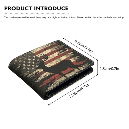 Image of Coldinair American Flag Boy Cool Wallet Deer Leather Wallet for Boys Kids Purse Bifold Rfid Blocking Wallet with Coin Pocket and Card Cash Holder for Youth Men