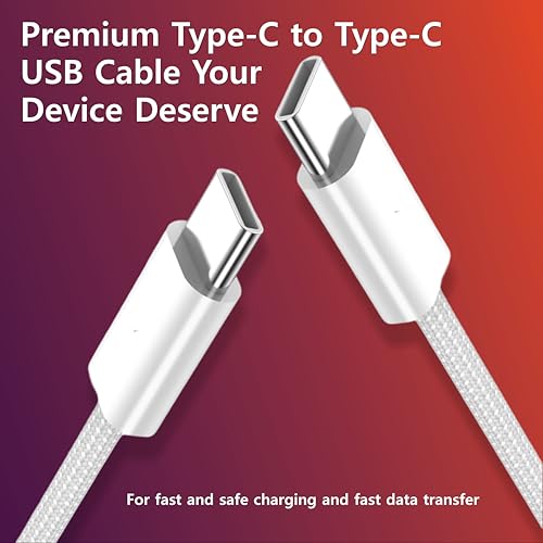 Image of AINE USB C to USB C Cable 3.3FT, 60W PD Fast Charging Nylon Braided Type-C Charger Cord compatible with iPhone 15 16 Pro Plus Pro Max iPad Pro Air MacBook Pixel - Original charging Speed