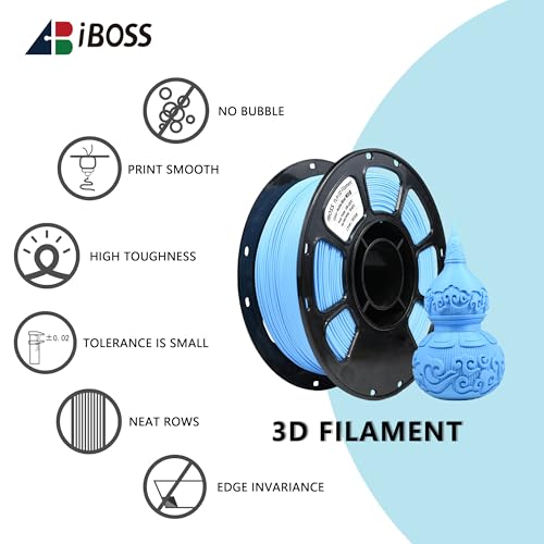 Image of iBOSS PLA Plus Matte 3D Printer Filament 1.75mm, Matte PLA+ 1kg Cardboard Spool (2.2lbs), Dimensional Accuracy + /- 0.02 mm for Most FDM 3D Printers(Matte Blue)