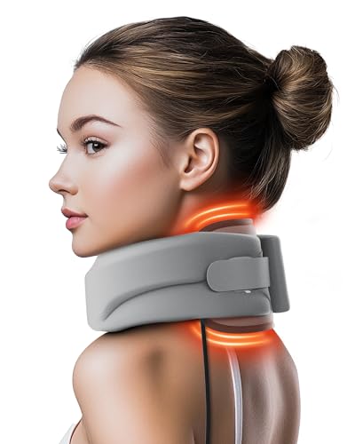 Image of Heated Neck Brace Cervical Collar - Neck Support Brace with Heating Pad, Soft Foam Wraps Keep Vertebrae Stable and Aligned for Relief of Cervical Spine Pressure for Women & Men Gray (M Size)
