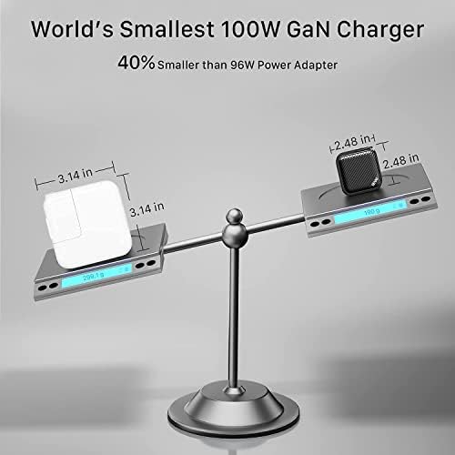 INVZI 100W USB C Multiport Charger,GaN III 4Port USB Fast Charger Station Power Adapter with EU/UK/AU Adapter for MacBook Pro Air,iPad Pro,Dell XPS,Galaxy S21/S20,iPhone 13 12/12 Pro,Note 20/10+,Pixel