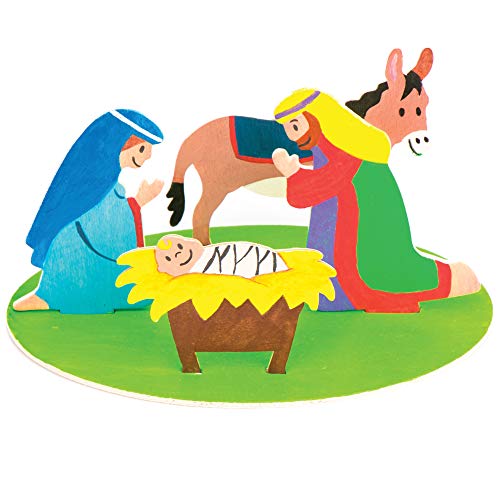 Baker Ross Av603 Nativity 3D Wooden Scenes - Pack Of 3, Perfect For Children To Assemble And Decorate, Ideal For School, Craft Groups, Sunday School, Home Crafting #TOP2