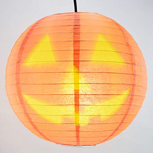 Image of Quasimoon PaperLanternStore.com 14 Inch Jack-O-Lantern Orange /Yellow Halloween Paper Lantern, Hanging Decoration