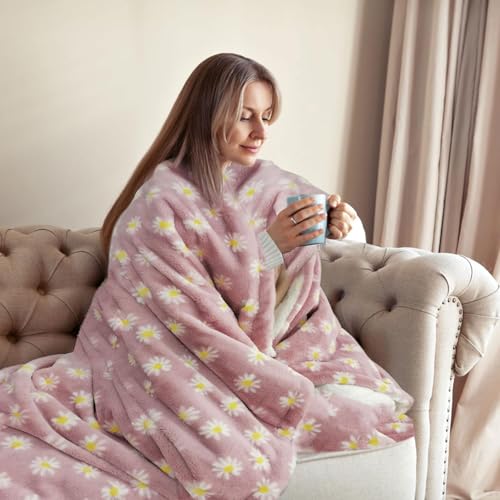 GOQO TOMO Electric Heated Blanket 50" x 60" Throw Blanket with 12 Heating Levels for Home Office Use Pink Flower - F50 - Image 3