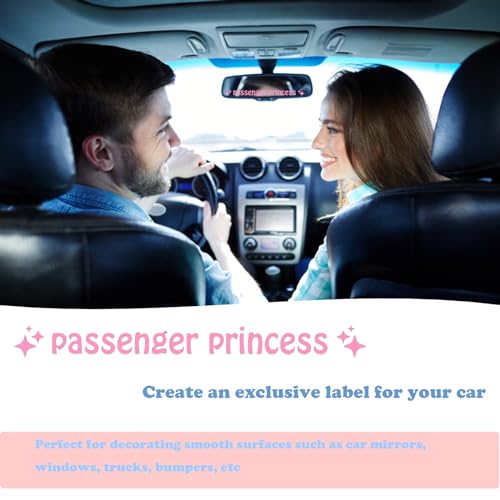 3 PCS Passenger Princess Sticker Cute Funny Rearview Mirror Sticker Personalised Car Stickers Passenger Princess Car Accessories Pink Car Stickers Car Stickers for Women - Image 6