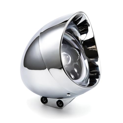 Phare universel moto 5,75 pouces au fini silver et design bullet épuré