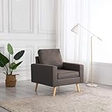 Runheo Sessel Taupe Stoff, 77x71x80cm, Massivholzrahmen, Weich Gepolstert, Gemütlicher Loungesessel für Wohnzimmer, Schlafzimmer, Büro, Bequemes Sitzmöbel für Erwachsene