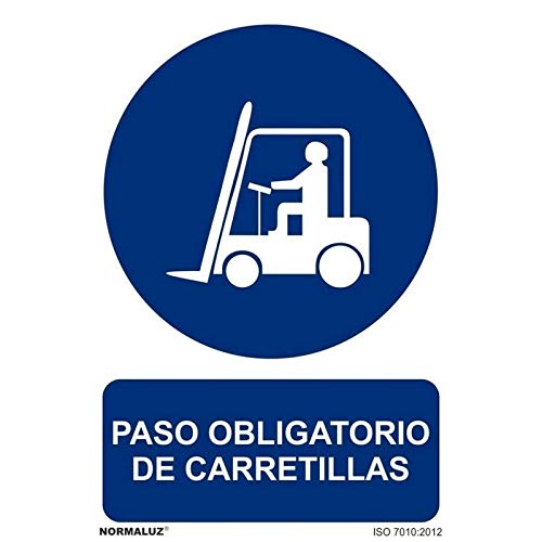 Señal Paso Obligatorio De Carretillas Con Tintas Uv | Aluminio 0'5 Mm - 300 X 400 Mm En Oferta Normaluz Rd21942 - Señal Paso Obligatorio De Carretillas Aluminio 0,5Mm 30X40 Cm Con Cte, Ripci