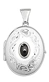 Fancy 925 Sterling Silver Ladies Locket with Garnet - 28mm*18mm WJS23769