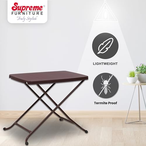 Image of Supreme Furniture Civic Multi-Purpose 3 Height Adjustable Rectangle Plastic Table,Portable for Study, Office, Work from Home, School, Living, Laptop, Bed, Indoor & Outdoor(G-Brown)