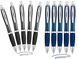 Libetui Set 10 ergonomische Kugelschreiber: 5x blaue und 5x schwarze Tinte rutschfeste Griffzone Großraumine Schwarz Blau Druckkugelschreiber blauschreibend & schwarzschreibend