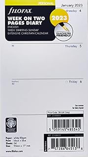 Filofax Personal Week on Two Pages English Sunday Start 223 Diary, White