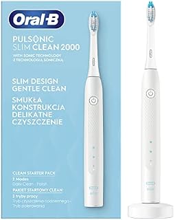 Oral-B Pulsonic Slim Clean 2000 Szczoteczka Soniczna, ze Smukła i Lekka Rączka, 2 Tryby Czyszczenia, Biała