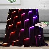 3D Gedruckte Neon Geometrie Decke Mikrofaser Wohnkultur Neon Kunst Kuscheldecke Weich Warm für Sofa Schlafzimmer 40x50(100x130cm)