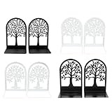 KF Ornament 4 Style Tree of Life Desktop Book Ends for Teacher - Office Desktop Home Bookend Non-Skid Book Ends Gift for Book Loves Office Desktop Iron Book Rack (4Set Bookends), SL213