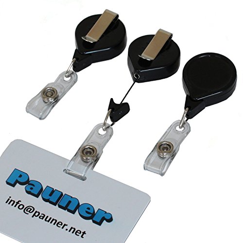 Retractable Badge Holder - Id Holder Card Reel - No Twist Design Badge Reel - Pack of 3 Pcs Pauner Id Badge Reels