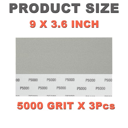Image of Performance Foam Sandpaper Sheets: 9 x 3.6 Inch, 3Pcs 5000 High Grit, Wet & Dry Use for Automotive Polishing, Ultra Fine Sand Paper for Car Surface Marks Finishing, Clear Coat