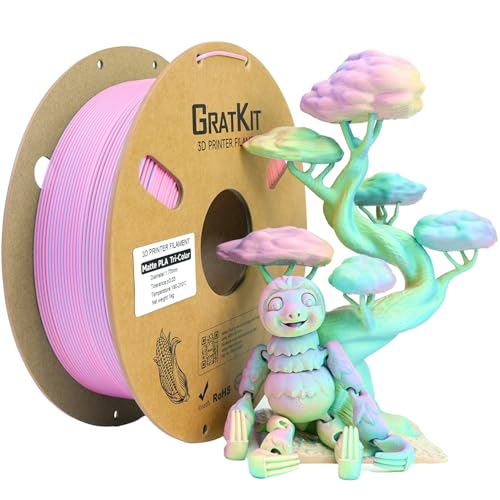 Image of Gratkit Matte Tri-Color PLA Filament,Coextrusion PLA Filament 1.75mm, + /-0.03mm, 1KG /Roll, High Speed Matte PLA,Fluorite