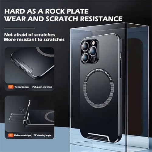 Coque iPhone 16 Pro anti-rayures noire mate avec support magnétique - 4