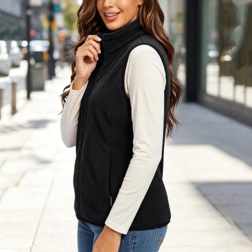 Womens Fleece Vest Full Zip Stand Collar Side Pockets Casual Fall Layering - image 6
