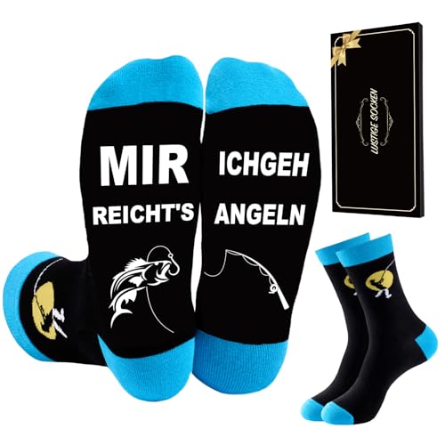 SockWaddles Lustige Socken Herren mit Sprüchen Ich Geh Angeln Socken Geschenkidee für Angler Männer Opa Papa zu Weihnachten Geburtstag Vatertag Valentinstag Adventskalender Füllung